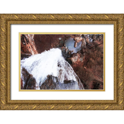Down Waterfall Gold Ornate Wood Framed Art Print with Double Matting by Malone, Will
