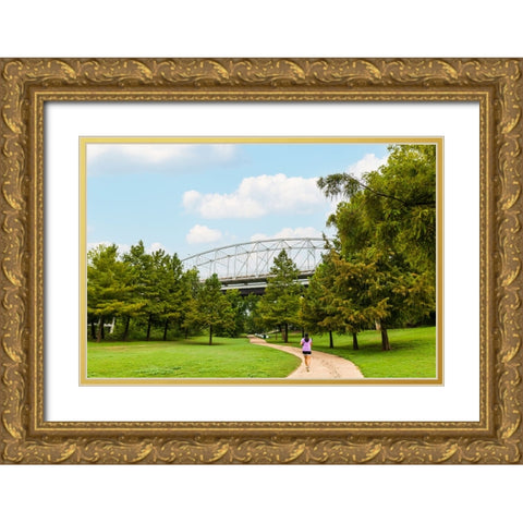 Bastrop Bridge Gold Ornate Wood Framed Art Print with Double Matting by Malone, Will