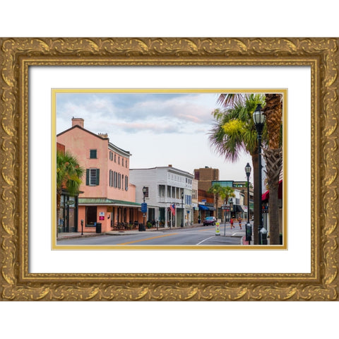 Downtown Beaufort Morning 3 Gold Ornate Wood Framed Art Print with Double Matting by Malone, Will