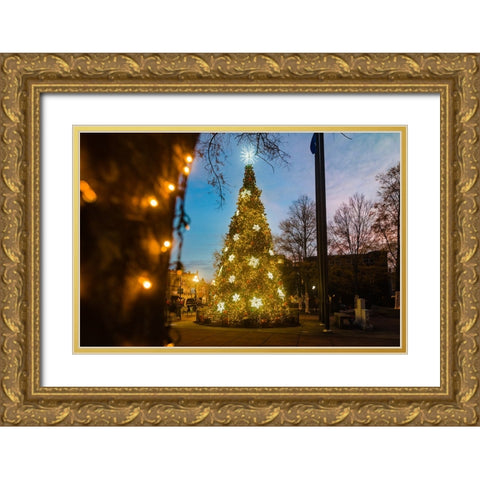 Christmas Sunset Gold Ornate Wood Framed Art Print with Double Matting by Malone, Will