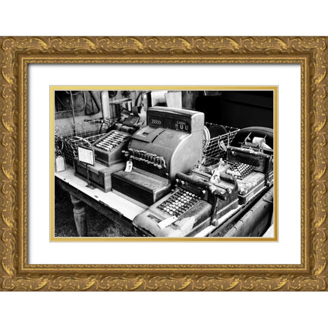 American Typewriter Gold Ornate Wood Framed Art Print with Double Matting by Malone, Will