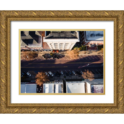 Business Exchange Above Gold Ornate Wood Framed Art Print with Double Matting by Malone, Will
