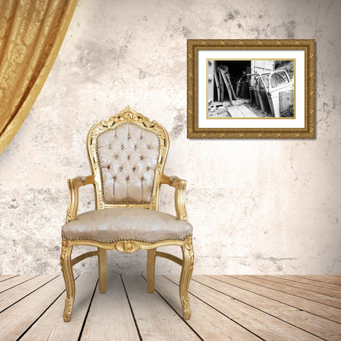 Car Doors BW Gold Ornate Wood Framed Art Print with Double Matting by Malone, Will