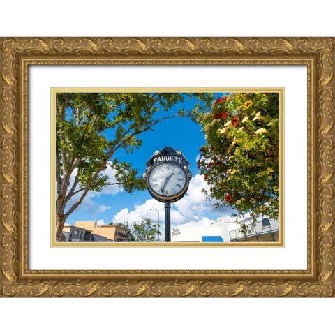 Fairhope Clock Gold Ornate Wood Framed Art Print with Double Matting by Malone, Will