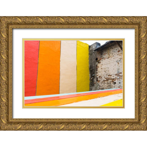 Picnic Mural Watermark Gold Ornate Wood Framed Art Print with Double Matting by Malone, Will