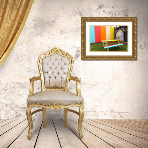 Picnic Mural 3 Watermark Gold Ornate Wood Framed Art Print with Double Matting by Malone, Will