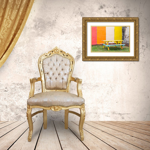 Picnic Mural 4 Watermark Gold Ornate Wood Framed Art Print with Double Matting by Malone, Will
