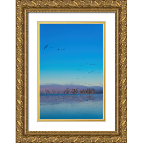 Tired Creek Fog Gold Ornate Wood Framed Art Print with Double Matting by Malone, Will