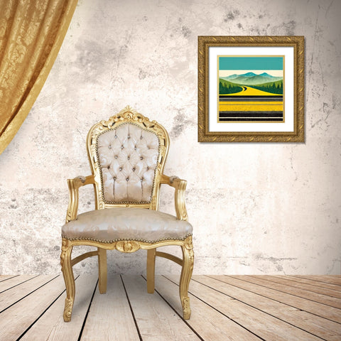 A Cheerful Drive 2 Gold Ornate Wood Framed Art Print with Double Matting by Screendoor