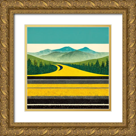A Cheerful Drive 2 Gold Ornate Wood Framed Art Print with Double Matting by Screendoor