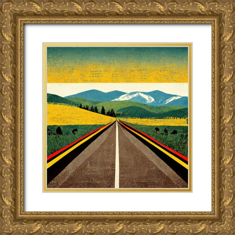 A Cheerful Drive Gold Ornate Wood Framed Art Print with Double Matting by Screendoor