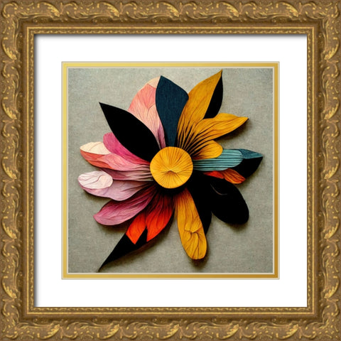 Paper Flowers 15 Gold Ornate Wood Framed Art Print with Double Matting by Screendoor