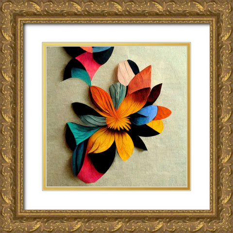 Paper Flowers 16 Gold Ornate Wood Framed Art Print with Double Matting by Screendoor