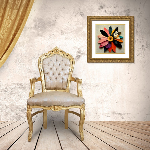 Paper Flowers 17 Gold Ornate Wood Framed Art Print with Double Matting by Screendoor