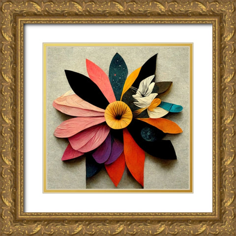 Paper Flowers 17 Gold Ornate Wood Framed Art Print with Double Matting by Screendoor