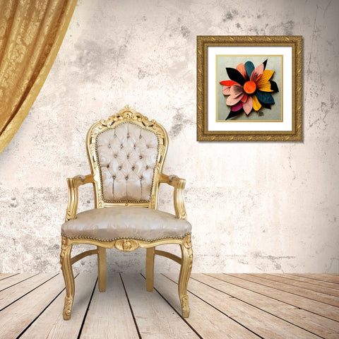 Paper Flowers Gold Ornate Wood Framed Art Print with Double Matting by Screendoor