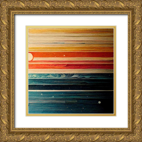Rainbow Planet 4 Gold Ornate Wood Framed Art Print with Double Matting by Screendoor