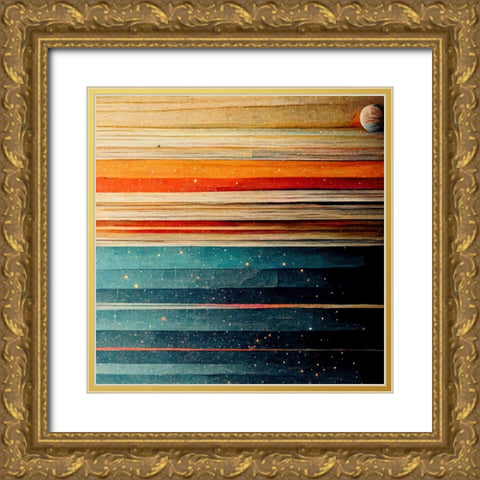 Rainbow Planet 6 Gold Ornate Wood Framed Art Print with Double Matting by Screendoor
