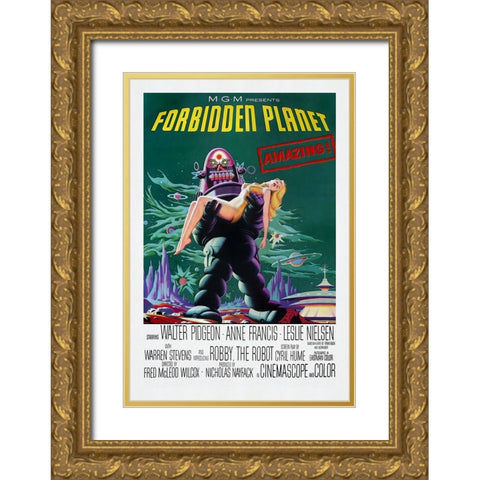Forbidden Planet Gold Ornate Wood Framed Art Print with Double Matting by Screendoor