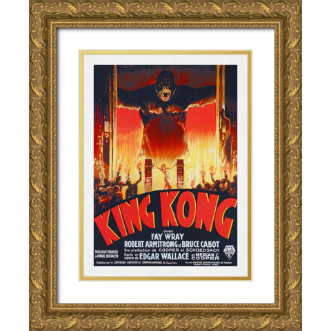 King Kong Gold Ornate Wood Framed Art Print with Double Matting by Screendoor