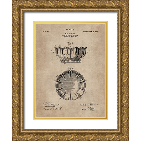 Patent Document of a Dish Gold Ornate Wood Framed Art Print with Double Matting by CAG