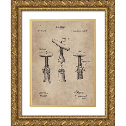 Patent Document of a Cork Screw Gold Ornate Wood Framed Art Print with Double Matting by CAG