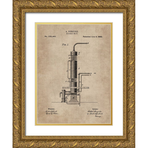 Patent Document of an Alcohol Still Gold Ornate Wood Framed Art Print with Double Matting by CAG