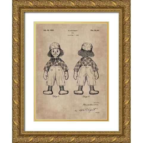 Patent Document of a Doll Gold Ornate Wood Framed Art Print with Double Matting by CAG
