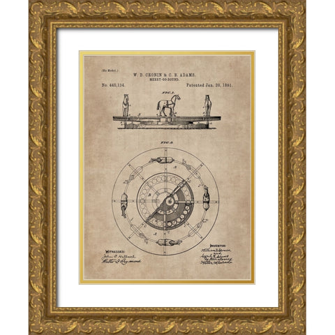 Patent Document of a Merry-Go-Round Gold Ornate Wood Framed Art Print with Double Matting by CAG