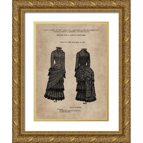 Patent Document of a Ladys Costume Gold Ornate Wood Framed Art Print with Double Matting by CAG