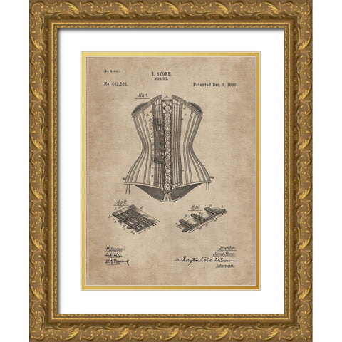 Patent Document of a Corset Gold Ornate Wood Framed Art Print with Double Matting by CAG