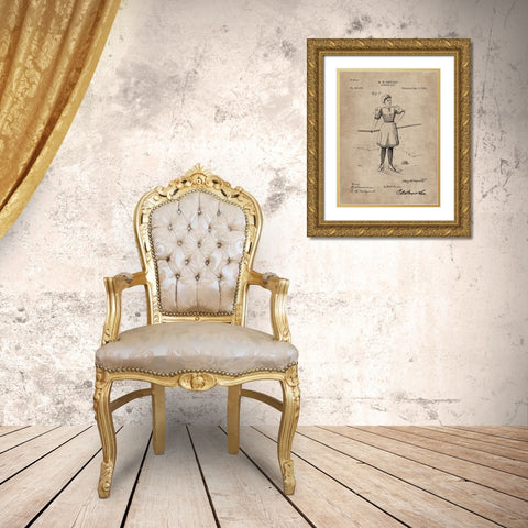 Patent Document of a Bathing Suit Gold Ornate Wood Framed Art Print with Double Matting by CAG