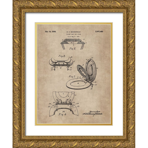 Patent Document of a Toilet Seat And Cover Gold Ornate Wood Framed Art Print with Double Matting by CAG
