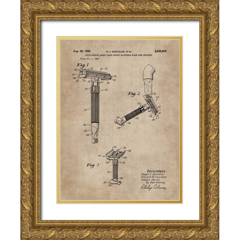 Patent Document of a Razor Gold Ornate Wood Framed Art Print with Double Matting by CAG