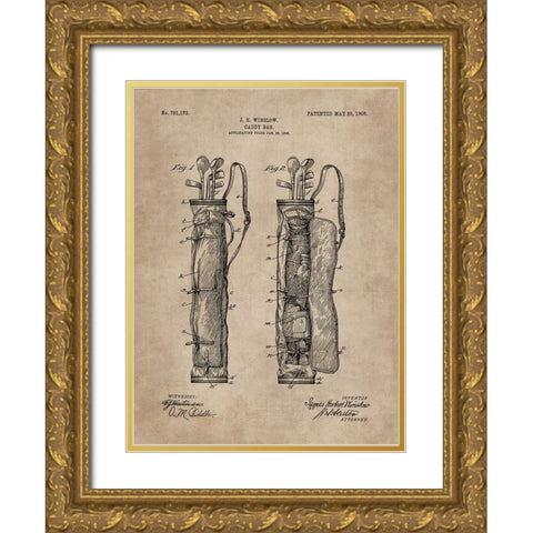 Patent Document of a Caddy Bag Gold Ornate Wood Framed Art Print with Double Matting by CAG