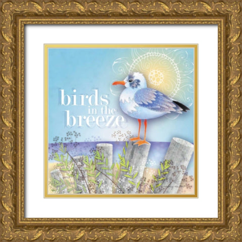Birds in the Breeze Gold Ornate Wood Framed Art Print with Double Matting by Archer, Nancy