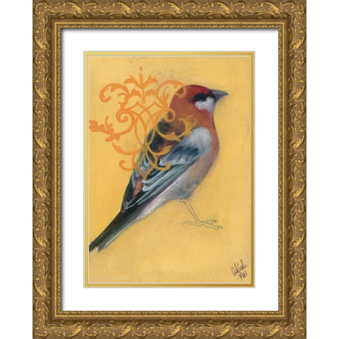 Bird Study I Gold Ornate Wood Framed Art Print with Double Matting by Adkin, Arielle