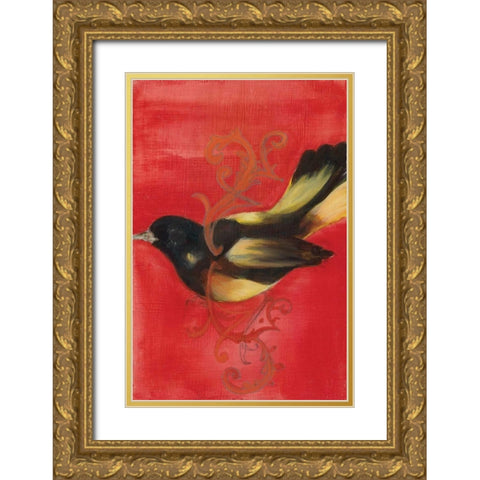 Bird Study IV Gold Ornate Wood Framed Art Print with Double Matting by Adkin, Arielle