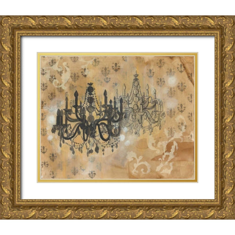 Chandelier Gold Ornate Wood Framed Art Print with Double Matting by Adkin, Arielle