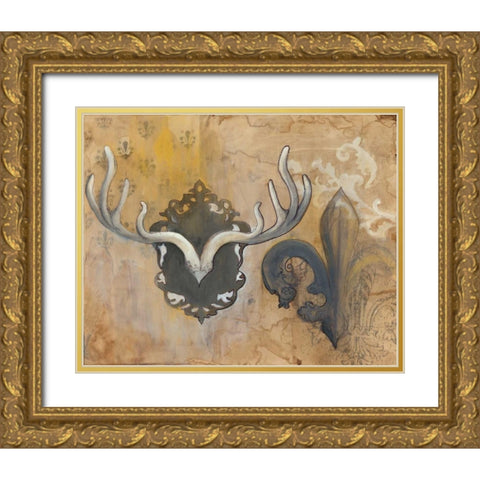 Antlers Gold Ornate Wood Framed Art Print with Double Matting by Adkin, Arielle