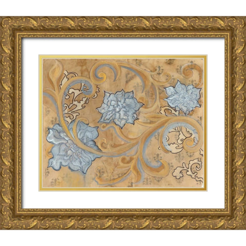 White and Gold Gold Ornate Wood Framed Art Print with Double Matting by Adkin, Arielle