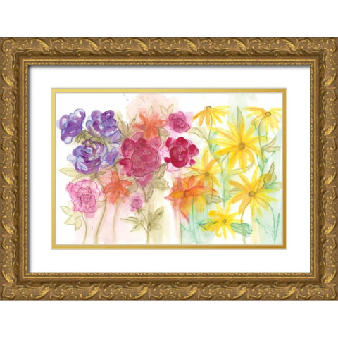 Spring Garden I Gold Ornate Wood Framed Art Print with Double Matting by Adkin, Arielle