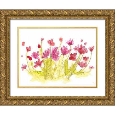 Spring Garden V Gold Ornate Wood Framed Art Print with Double Matting by Adkin, Arielle