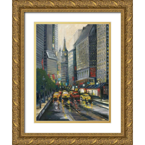 City Street I Gold Ornate Wood Framed Art Print with Double Matting by Adams, J.