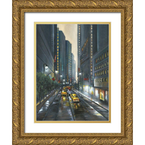 City Street II Gold Ornate Wood Framed Art Print with Double Matting by Adams, J.