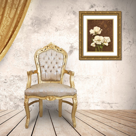 Moonlight Poppies I Gold Ornate Wood Framed Art Print with Double Matting by Adams, J.