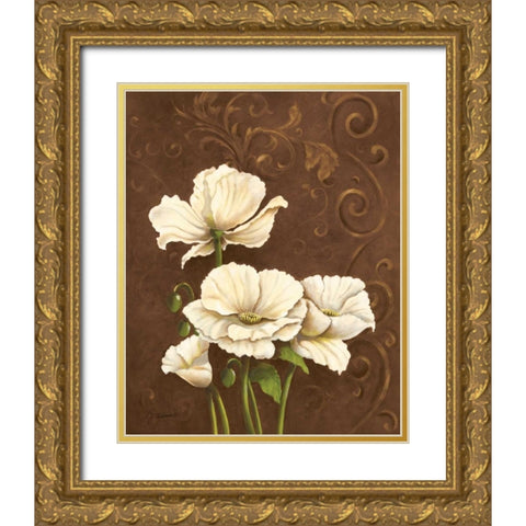 Moonlight Poppies I Gold Ornate Wood Framed Art Print with Double Matting by Adams, J.