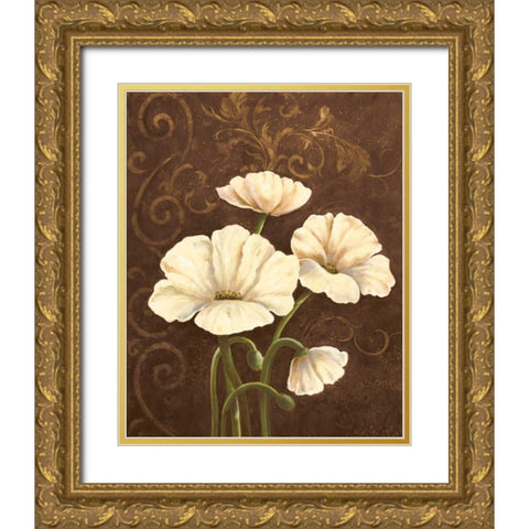 Moonlight Poppies II Gold Ornate Wood Framed Art Print with Double Matting by Adams, J.