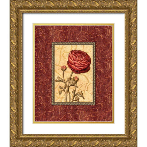 Red Passion I Gold Ornate Wood Framed Art Print with Double Matting by Audrey, Charlene