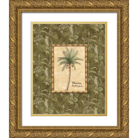 Vintage Palm II Gold Ornate Wood Framed Art Print with Double Matting by Audrey, Charlene